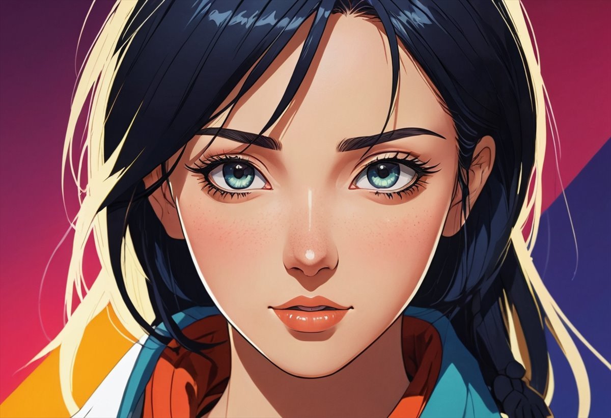 A portrait restyled as vibrant anime art