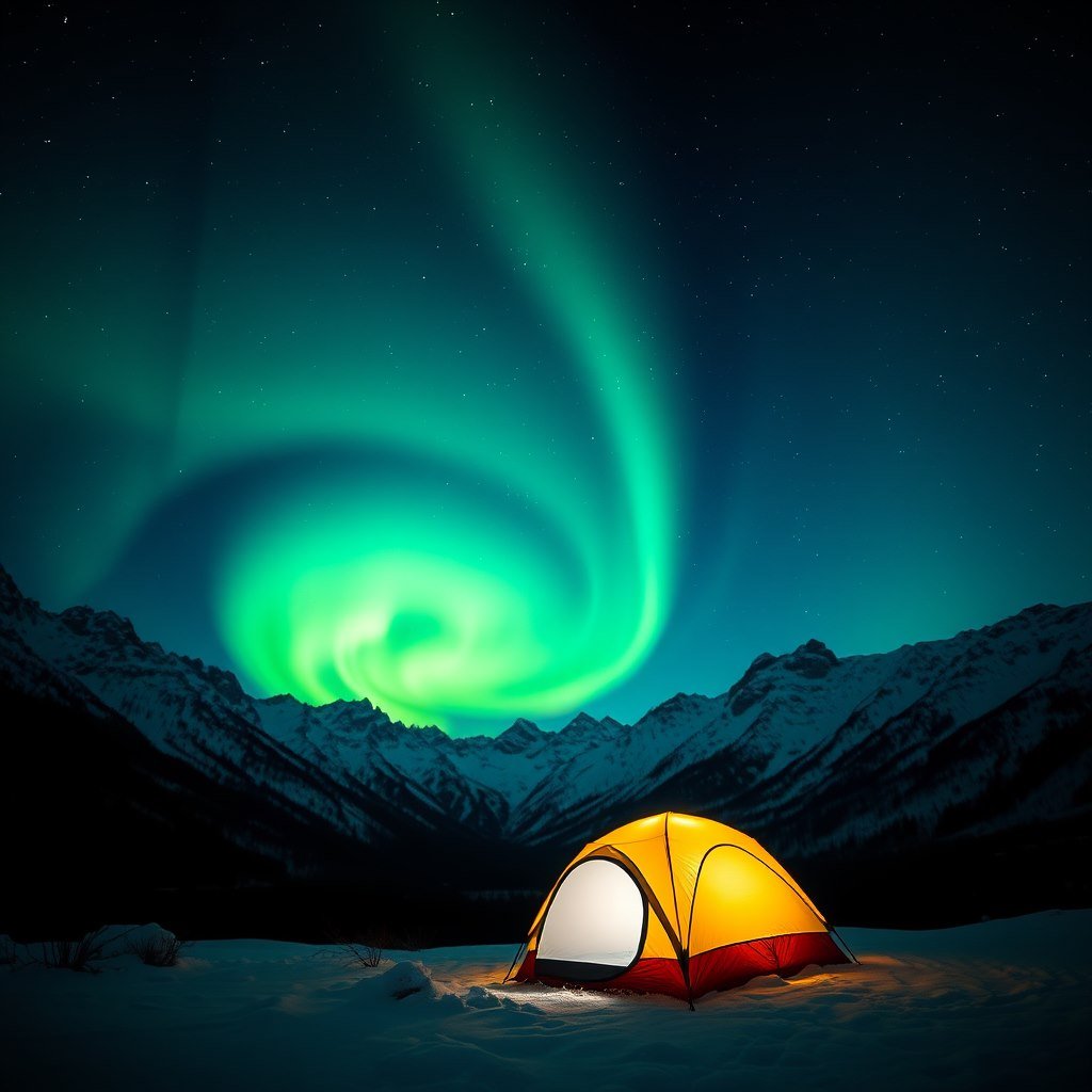 Under the aurora - AI generated Travel image made with Zappy
