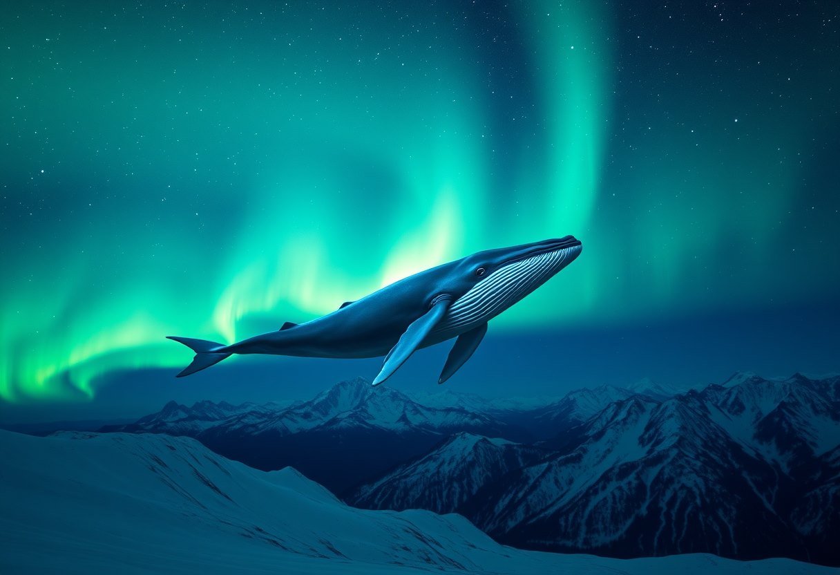 Sky Whales - AI generated Surreal image made with Zappy