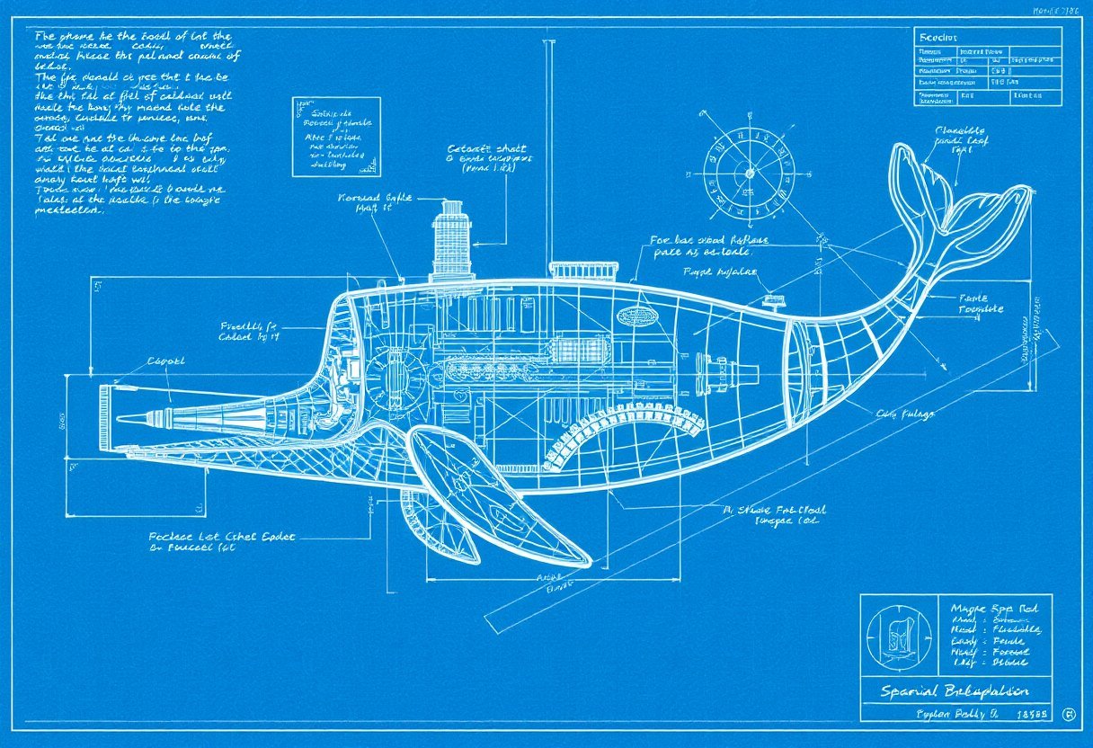 Whale Blueprint - AI generated Blueprint image made with Zappy