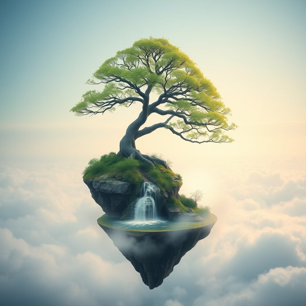 Floating Bonsai - AI generated Surreal image made with Zappy