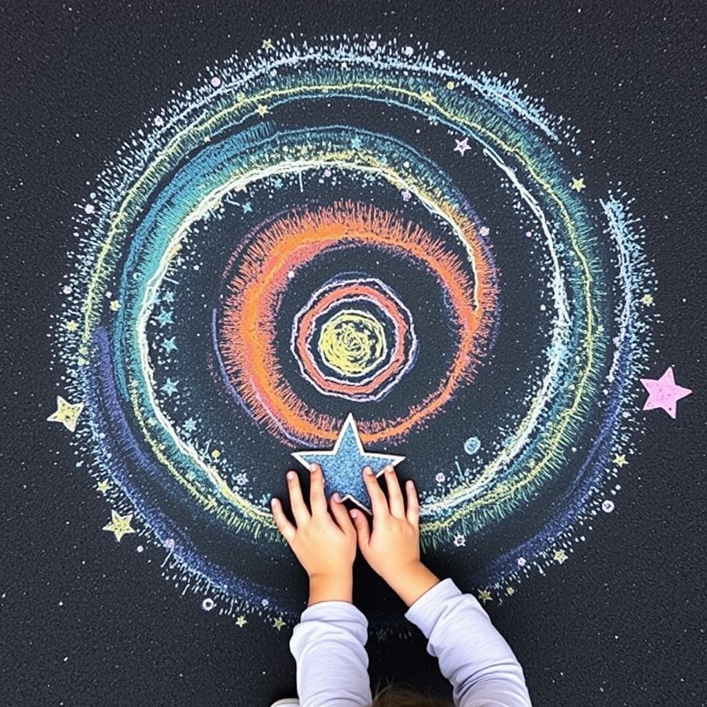 Sidewalk Cosmos - AI generated Chalk image made with Zappy