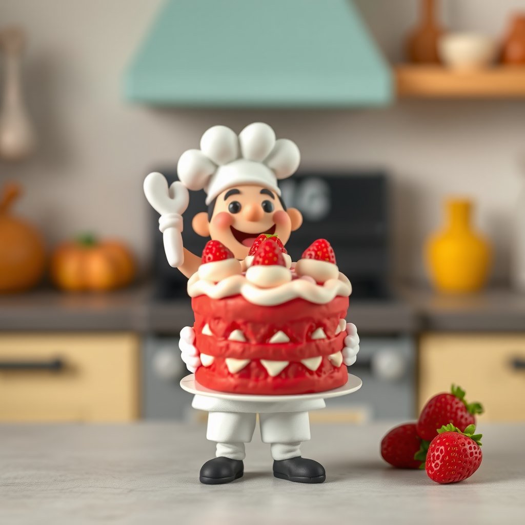 Strawberry triumph - AI generated Claymation image made with Zappy