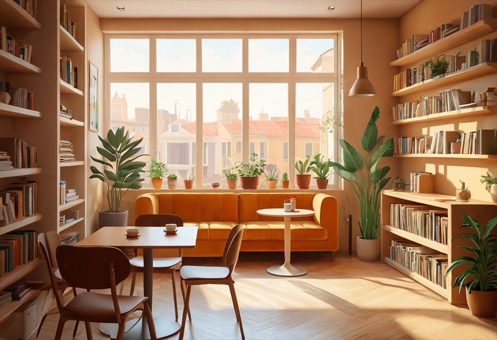 Cozy Cafe - AI generated Illustration image made with Zappy