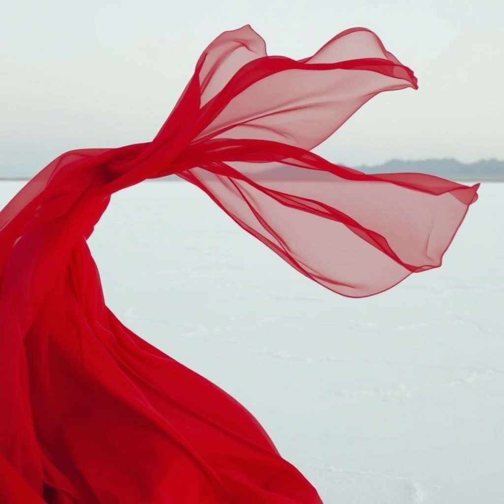 Crimson on salt - AI generated Editorial image made with Zappy
