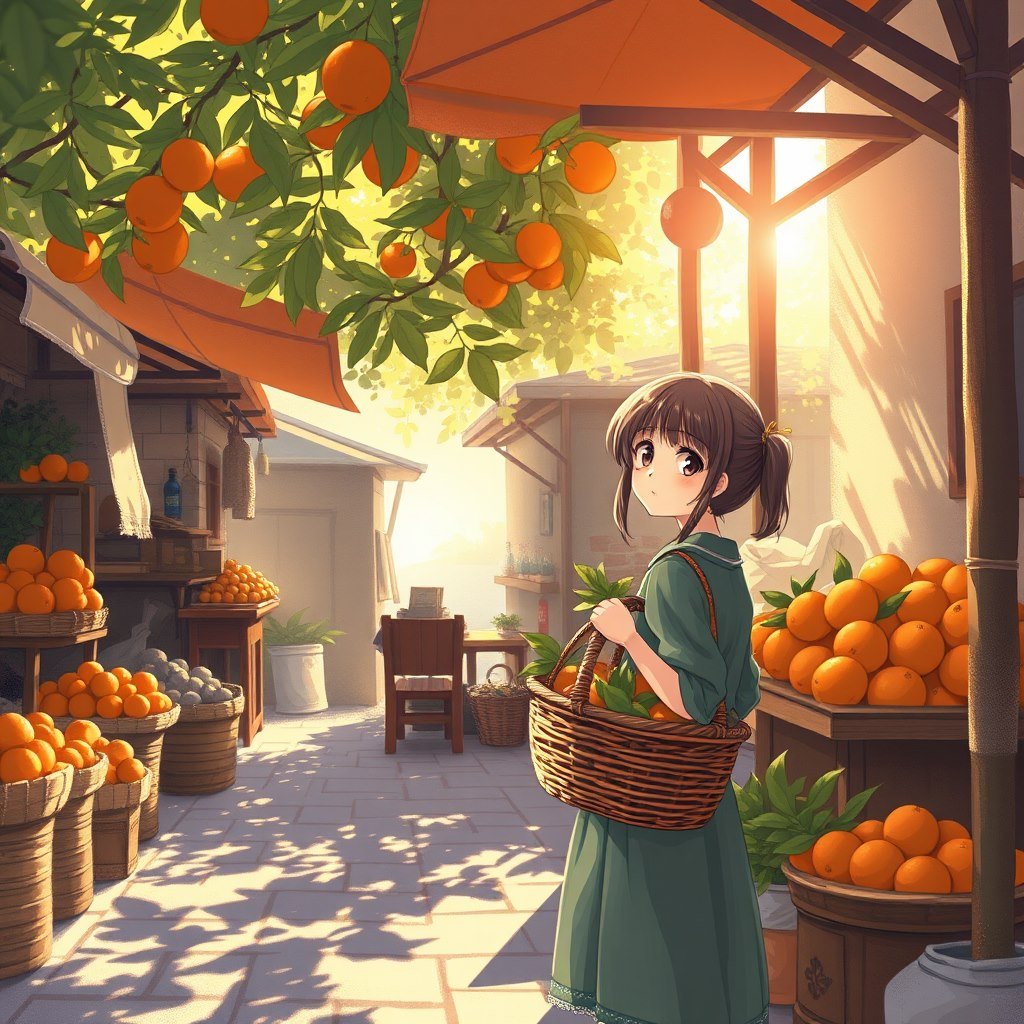 Morning market - AI generated Anime image made with Zappy