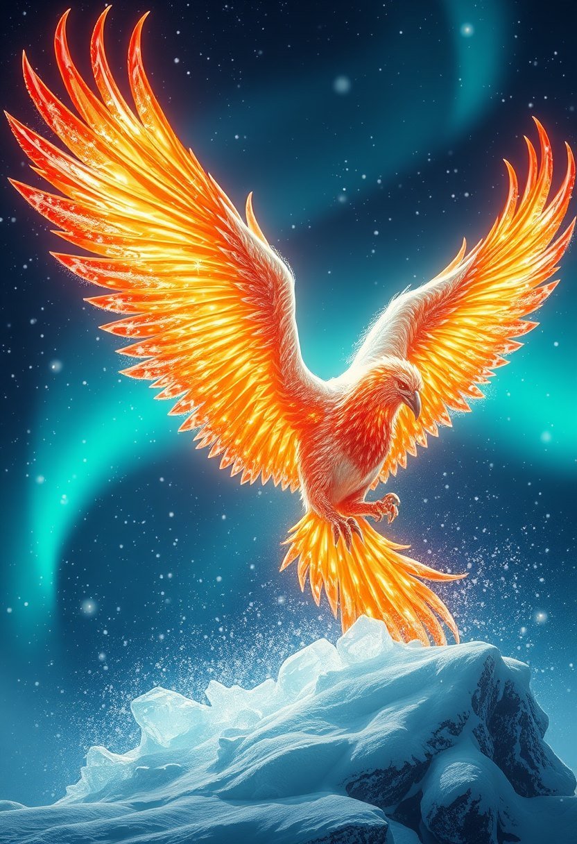 Frost Phoenix - AI generated Fantasy Art image made with Zappy