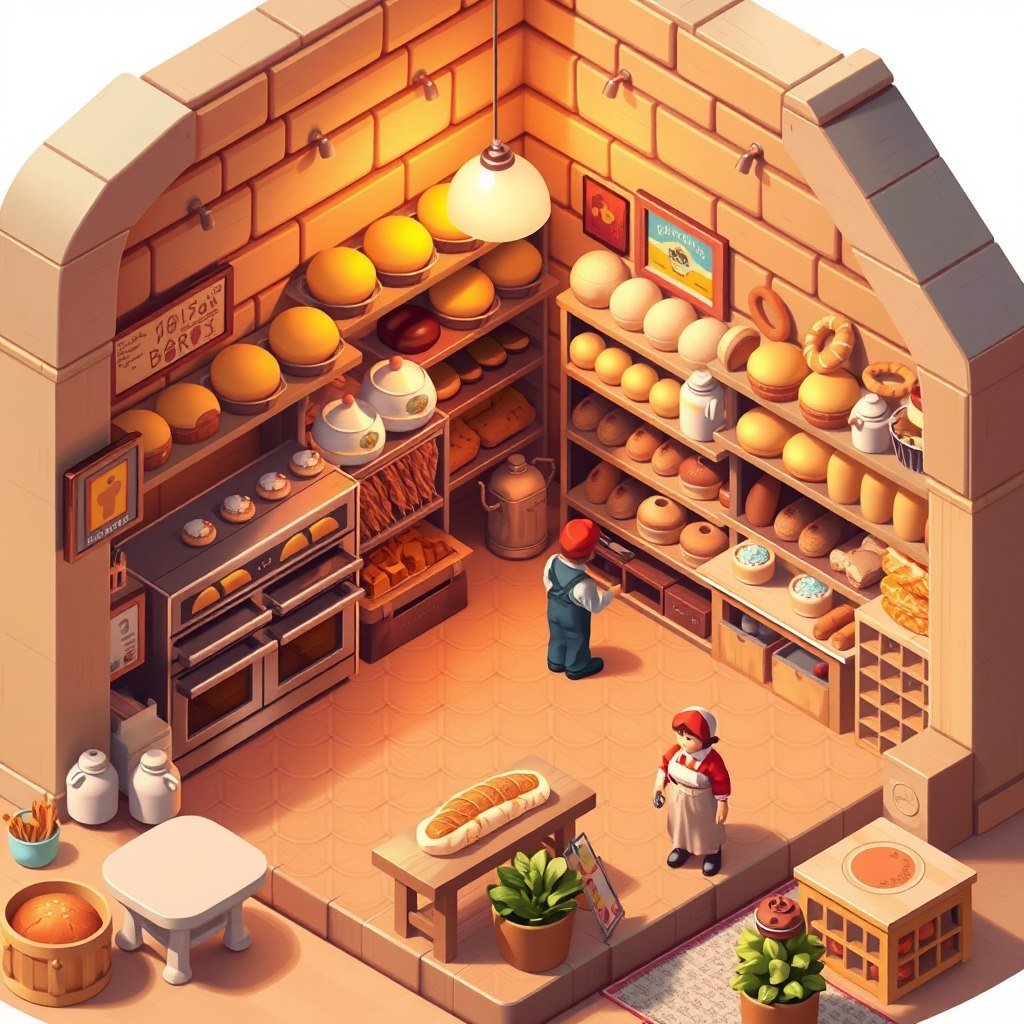 Little bakery - AI generated Isometric image made with Zappy