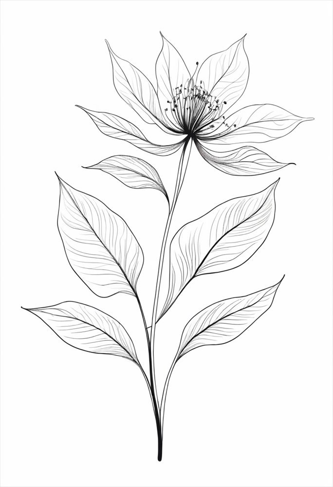 Botanical Line Art - AI generated Line Art image made with Zappy