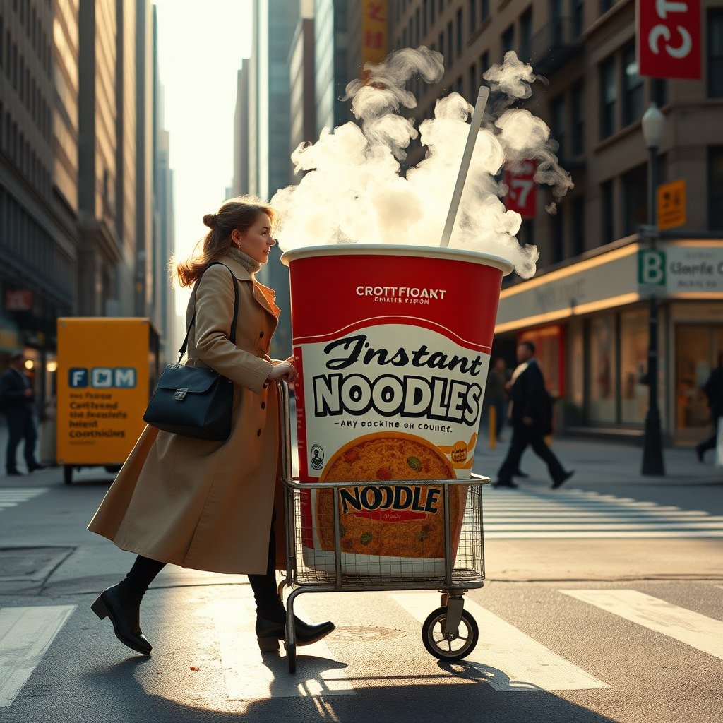 Noodles to go - AI generated Surreal image made with Zappy