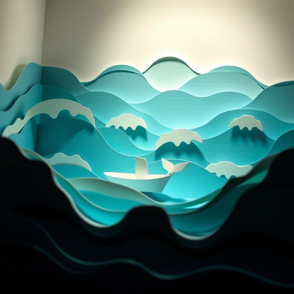 Paper seas - AI generated Papercraft image made with Zappy