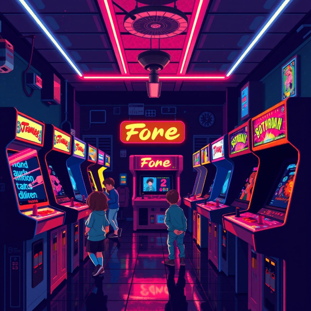 Neon arcade - AI generated Pixel Art image made with Zappy