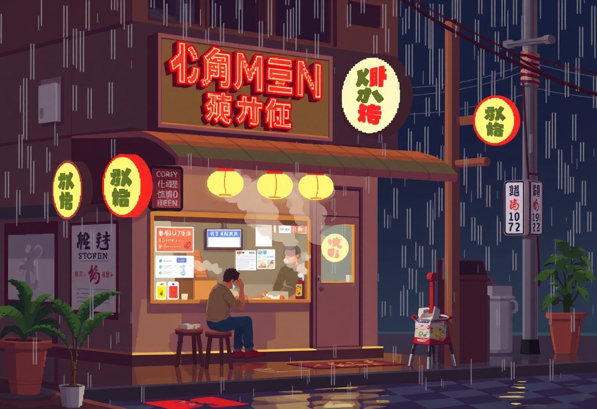 Pixel Ramen Shop - AI generated Pixel Art image made with Zappy
