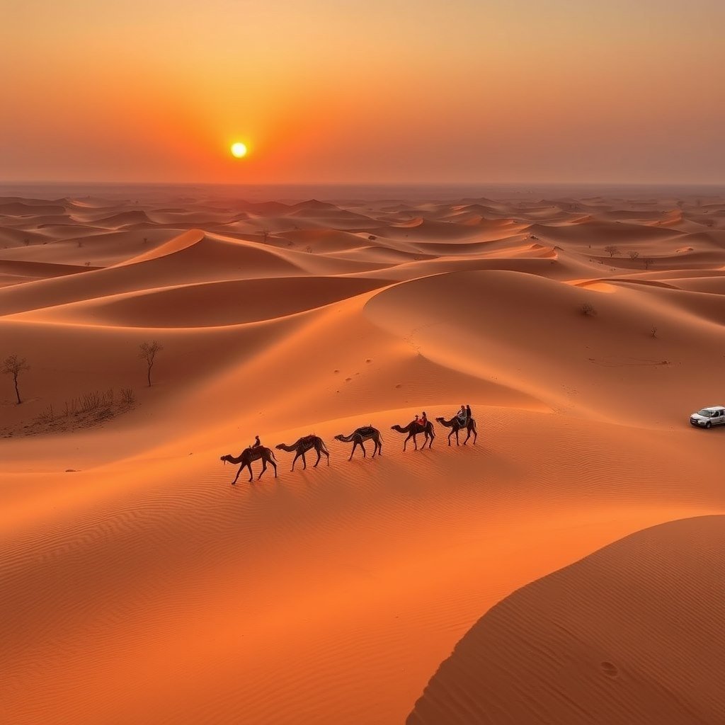 Dune caravan - AI generated Travel image made with Zappy