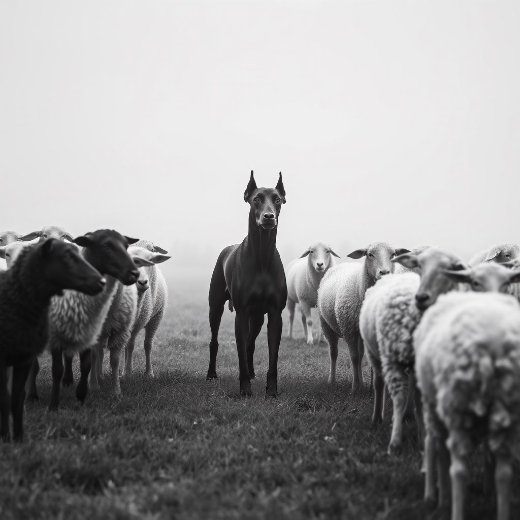 One of the flock - AI generated Monochrome image made with Zappy