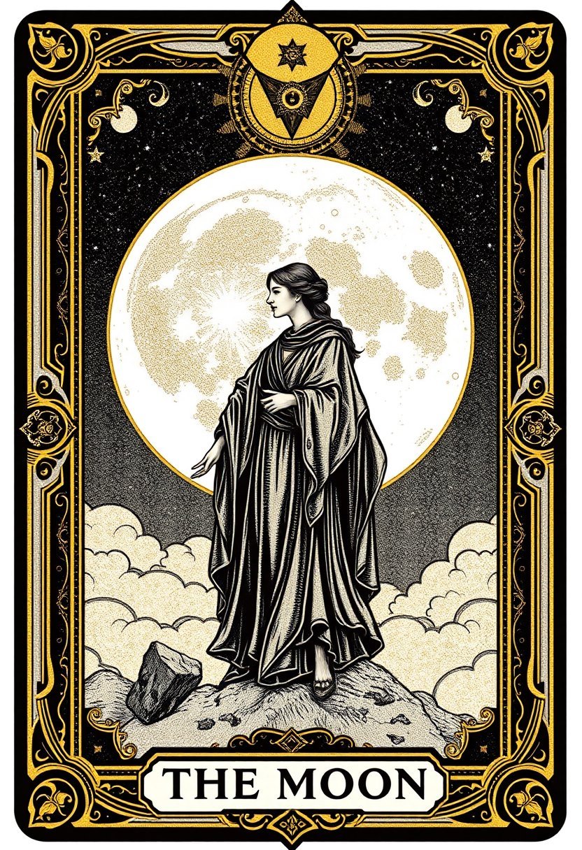 The Moon Card - AI generated Tarot image made with Zappy