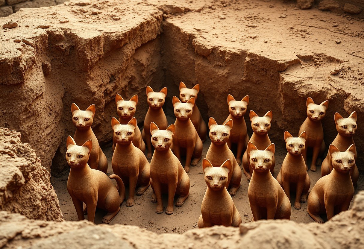Terracotta Cats - AI generated Sculpture image made with Zappy