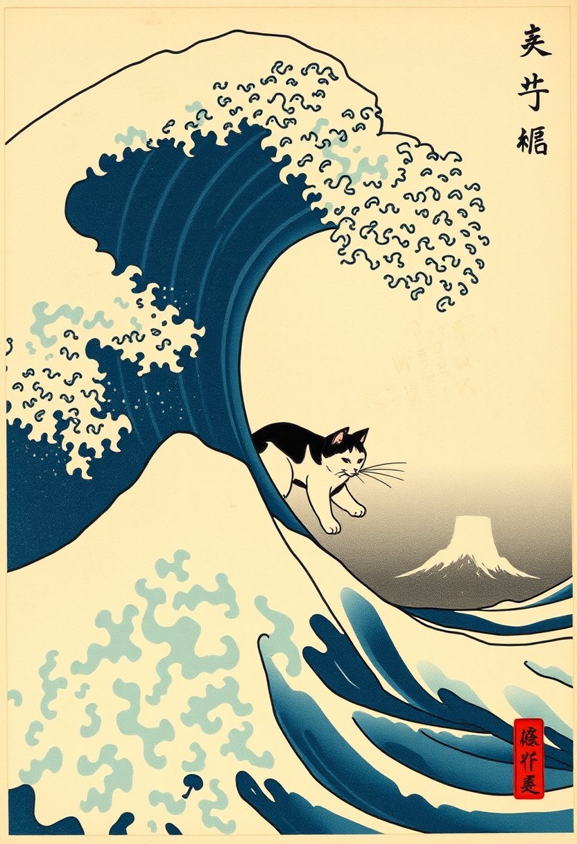 The Wave Rider - AI generated Ukiyo-e image made with Zappy