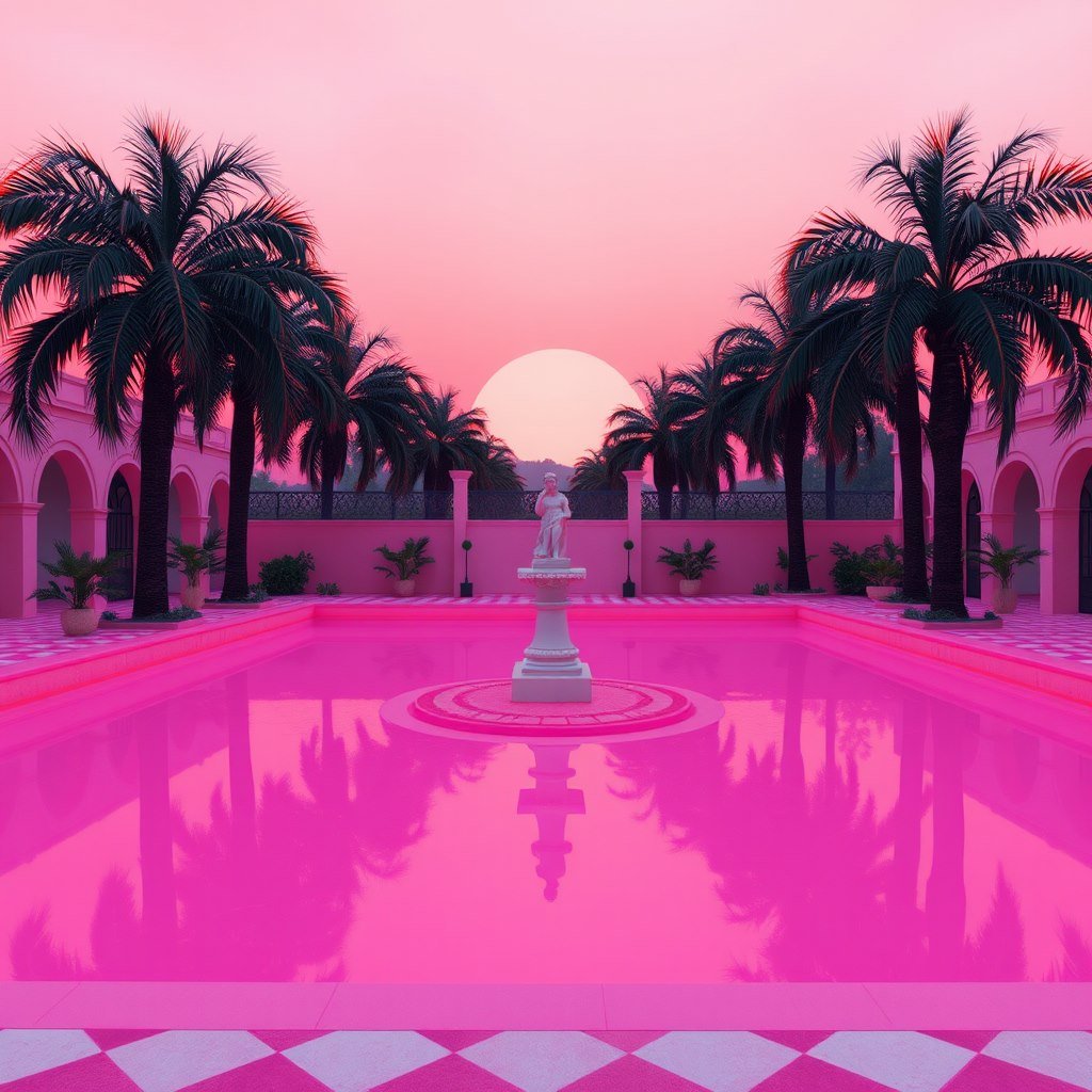 Empty pool club - AI generated Vaporwave image made with Zappy