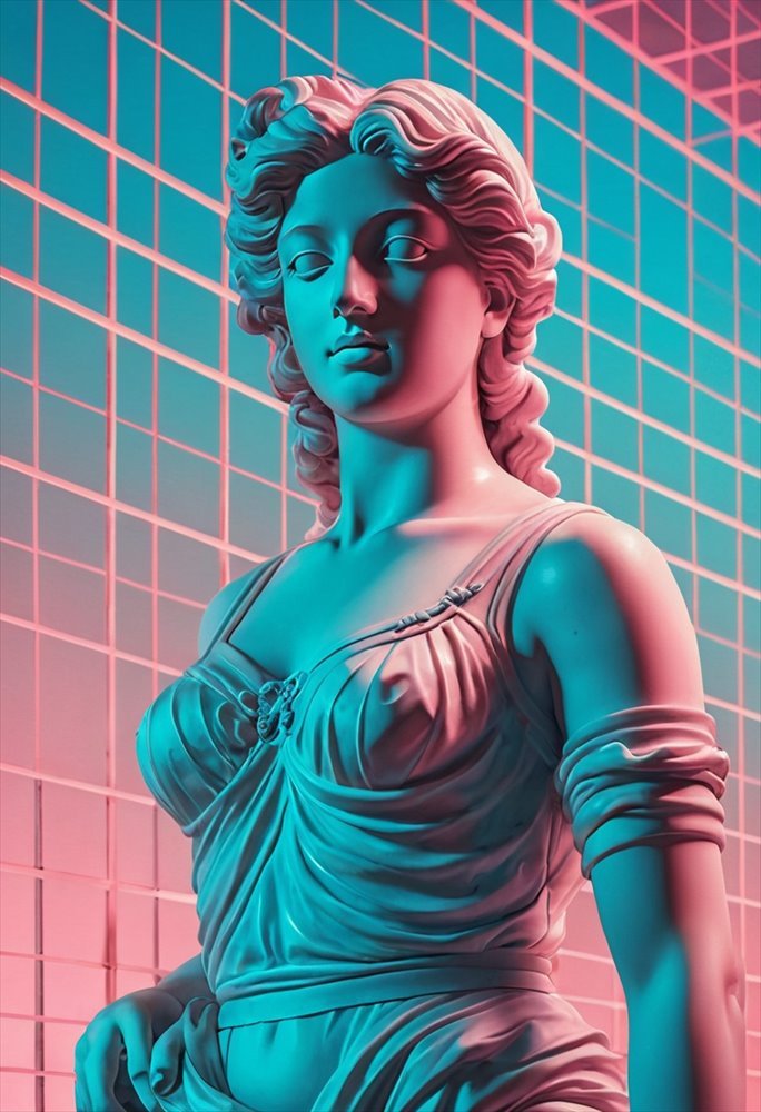 Vaporwave Statue - AI generated Vaporwave image made with Zappy