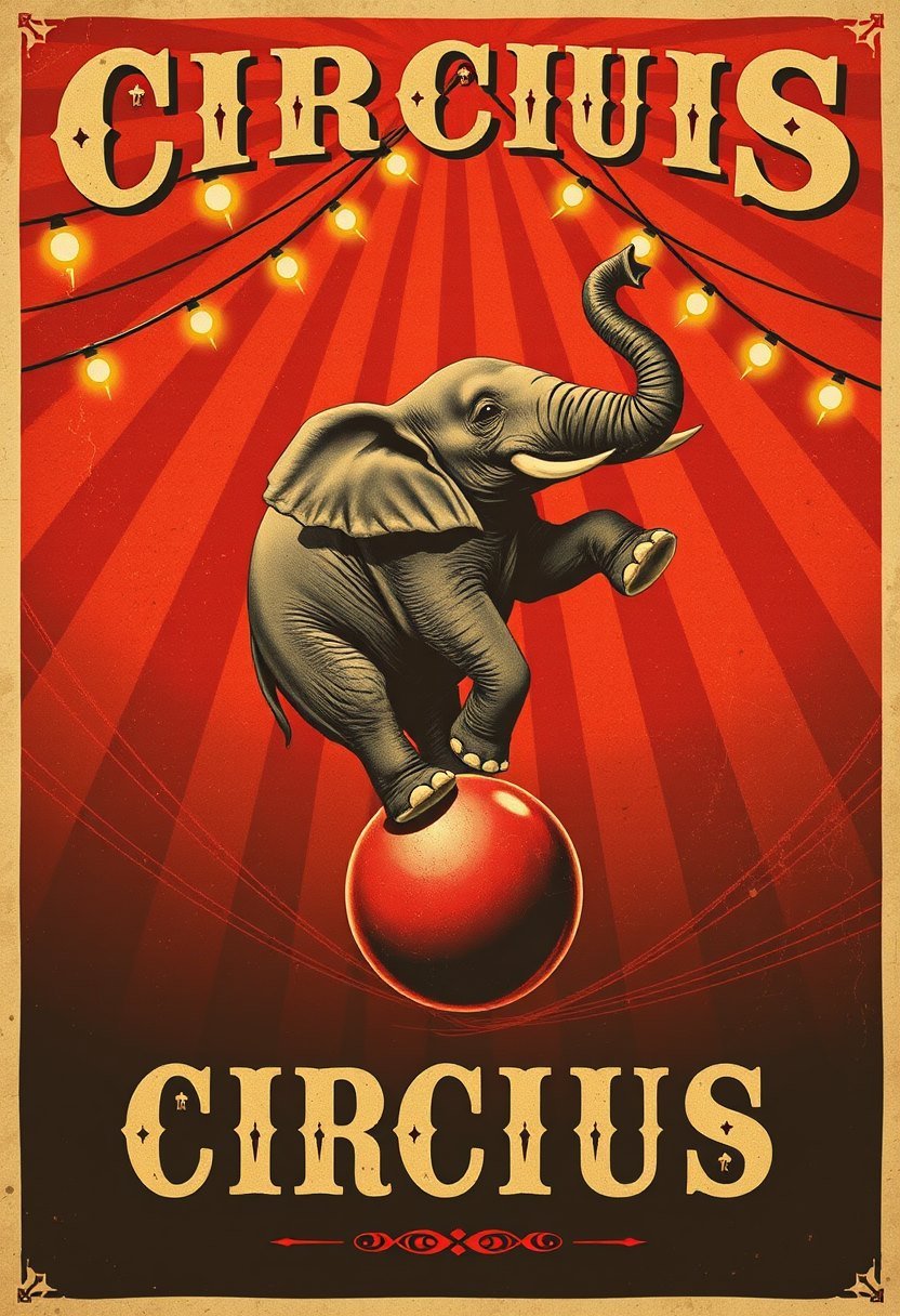 Night Circus - AI generated Vintage Poster image made with Zappy