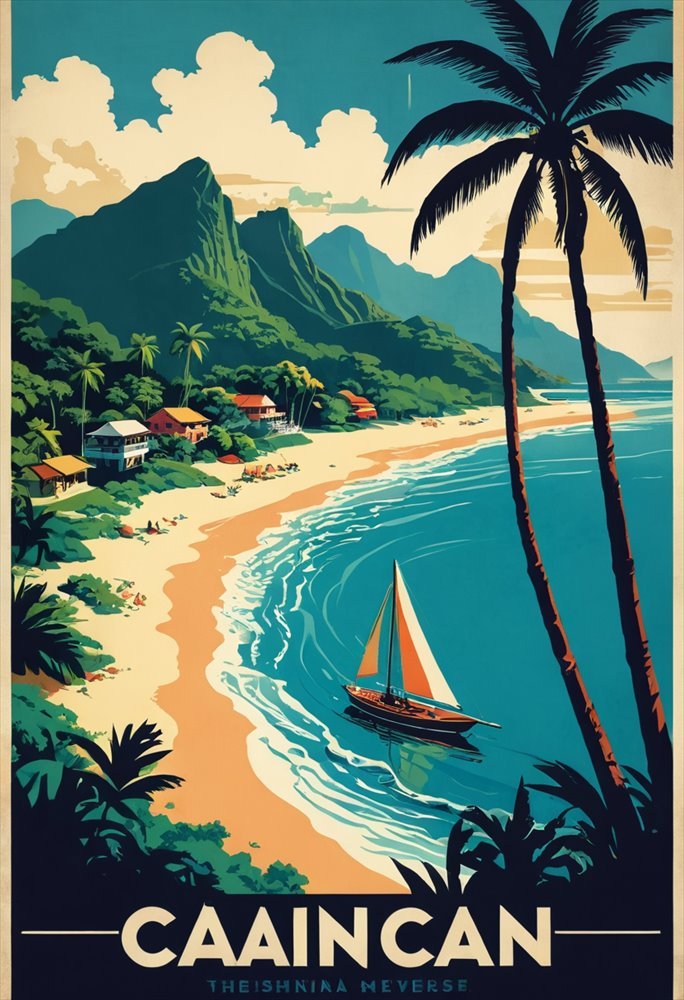 Vintage Travel Poster - AI generated Vintage Poster image made with Zappy