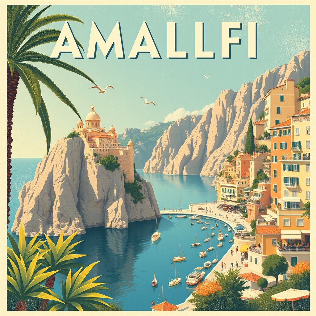 Retro travel poster template